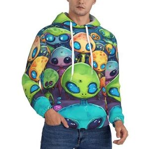Jkkghll Astronaut En Alien Print Mannen Hooded Warme Lichtgewicht Trui Voor Winter Herfst En Lente Casual Wear, Zwart, XS