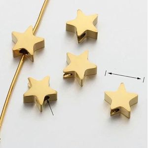 5-10 stuks goudkleurige roestvrijstalen sterkralen 8 mm spacerkraal voor doe-het-zelf sieraden maken armband ketting componenten accessoires-goudkleur-5 stuks