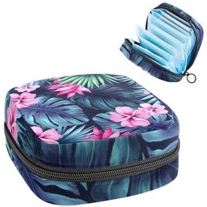 Opbergtas voor maandverband, menstruatiekit tas voor school, menstruatiecupzakje, maandverband organizertas, tropische zomerbloemen bladeren