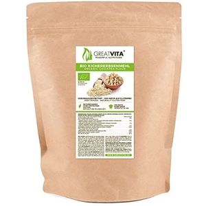 GreatVita Biologische kikkererwtenmeel voor koken en bakken, natuurproduct zonder toevoegingen (400 g (1 stuk)