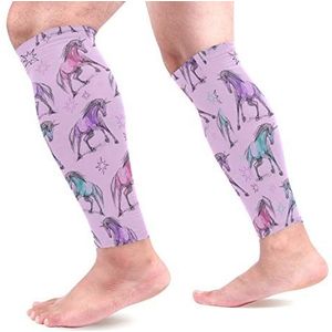 EZIOLY Eenhoorns Sport Kalf Compressie Mouwen Been Compressie Sokken Kalf Guard voor hardlopen, Fietsen, Moederschap, Reizen, Verpleegkundigen