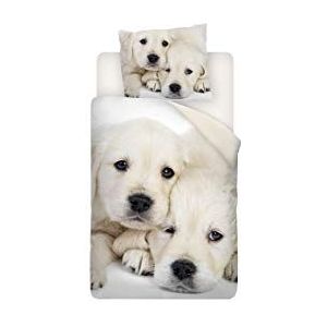 Snoozing Puppy Love Dekbedovertrek - Eenpersoons - 140x200/220 cm + 1 kussensloop 60x70 cm - Multi kleur