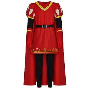 SFWXCOS Farquaad cosplay-kostuum voor heren, koning, rood, Claok gewaad met hoed, Halloween verkleedkleding
