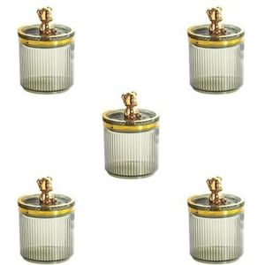 Make-up wattenstaafje bal pad houder met deksel voor badkamer aanrecht desktop groen 9 x 13,5 cm, 5 Set (Groen 9 X 13,5 cm), 9 x 13.5cm, als beschrijving