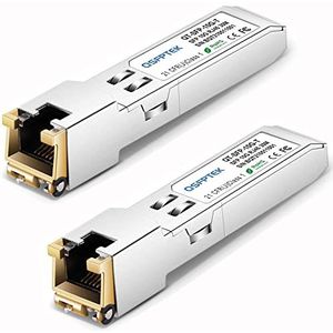 2 stuks 10GBASE-T SFP+ naar RJ45 Copper Module Mini-GBIC Transceiver voor Cisco SFP-10G-T-S, Ubiquiti UF-RJ45-10G, Netgear, Mikrotik, D-Link, Supermicro, Linksys, CAT6A/CAT7, tot 100FT(30M)