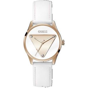 Guess Horloges Dames Embleem Womens Analoge Quartz Horloge met Synthetische Armband GW0399L2, Wit