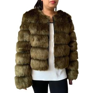 Ownwfeat Dames Regular Winter Faux Fur Jas, EN8 Lange mouw, XXL
