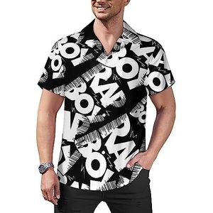 Rap Boy casual overhemden voor heren, korte mouwen, Cubaanse kraag, T-shirt, Hawaiiaans T-shirt, 2XL