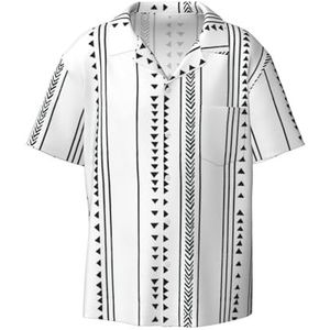 TyEdee Driehoekige strepen, Boheems patroon, print heren korte mouwen overhemden met zak casual button-down overhemden business overhemd, Zwart, XL
