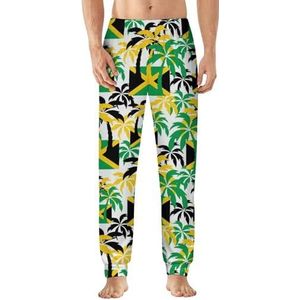 Palm Trees Jamaica Vlag Mannen Pyjama Broek Zachte Lounge Bottoms Lichtgewicht Slaap Broek
