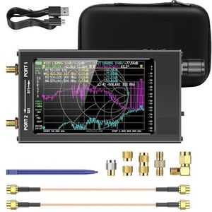 Spectrumanalysator, VNA-101 10k-1,5GHz SWR-meter VHF UHF-antenneanalyzer 4,3 ""IPS LCD metalen behuizing Handheld vectornetwerkanalyzer