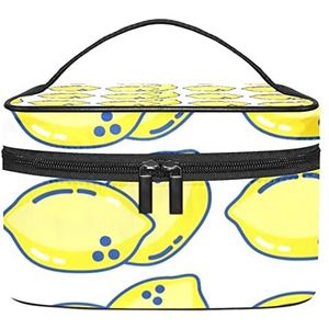 Make-up Organizer Bag, Reizen Make-up Tas Organizer Case Draagbare Cosmetische Tas voor Vrouwen en Meisjes Toiletries Heerlijke Citroenen Biologische Fruit Verse, Meerkleurig, 22.5x15x13.8cm/8.9x5.9x5.4in