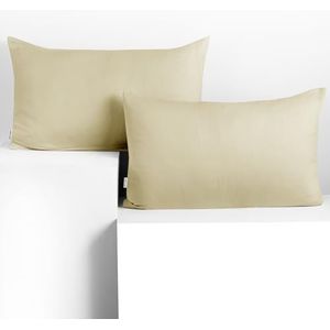 DecoKing Amber-kussenslopen 50 x 60 cm, jersey, 100% gekamd katoen, rits, beige, 2 stuks