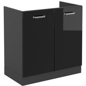 Vicco Wastafelonderkast, keukenkast, R-Line Solid antraciet zwart 80 cm modern
