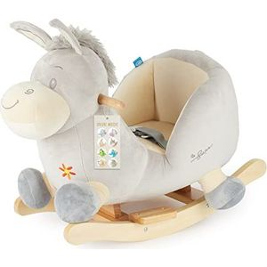 Bieco Pluche schommeldier ezel Fips, 60 cm | kinderschommelstoel met veiligheidsgordel | babyschommel | schommel peuters | schommeldier baby | baby schommelwip vanaf 9 maanden | houten hobbelpaard