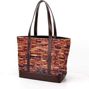 Laptop Tote tas met Realistische Rode Baksteen Muur Print, Draagtas Casual Canvas Business Werk Tote Tas Aktetas voor Computer School Office