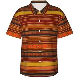 ERSDWRE Native American Print Heren Korte Mouw Button-Down Shirts Casual Zomer Strand Shirts Hawaii Shirt voor Mannen, Zwart, S