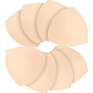 TopBine 4 paar verwijderbare beha pads inserts vrouwen comfortabele sport cups beha insert voor bikini top badpak, Beige L, M