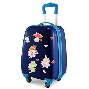 Hauptstadtkoffer - Kinderbagage, kinderkoffer, harde koffer, boordbagage voor kinderen, ABS/PC,, Donkerblauw + stickers feeën, kinderbagage