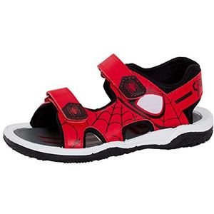Marvel Spiderman Sport Sandalen voor Kinderen Open Teen Gemakkelijk Fasten Sliders Zomer Schoenen, Rood Zwart, 10 UK Child