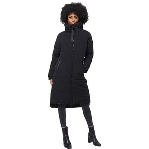 MARIKOO Gewatteerde winterjas voor dames, warme lange mantel B949, zwart, S