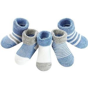 Domee Sokken voor de winter, katoen, dik, thermo-Baby, 5 paar, Blauw, 6-12 Maanden