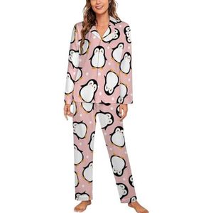 Leuke Pinguïn Lange Mouw Pyjama Sets Voor Vrouwen Klassieke Nachtkleding Nachtkleding Zachte Pjs Lounge Sets