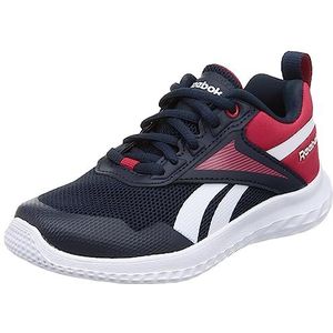 Reebok Rush Runner 5 Sneaker voor jongens, Vector Navy Flash Rood Wit, 4 UK