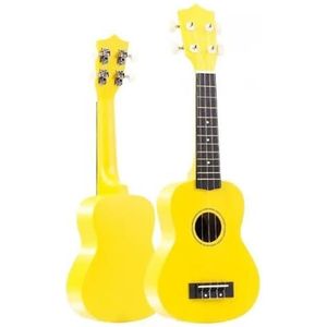 21-inch kleurrijke akoestische 4-snarige Hawaiiaanse gitaar voor muziek beginners (kleur: geel)