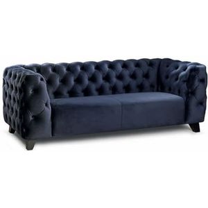 Casa Padrino luxury Chesterfield sofa blue/gold 240 x 95 x H. 72 cm - Modern living room sofa - Chesterfield living room furniture