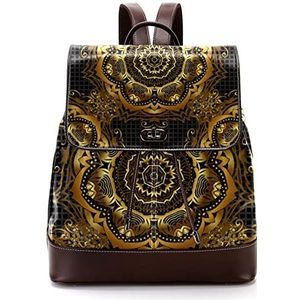 Gepersonaliseerde casual dagrugzak tas voor tiener gouden mandala-schooltassen boekentassen, Meerkleurig, 27x12.3x32cm, Rugzak Rugzakken