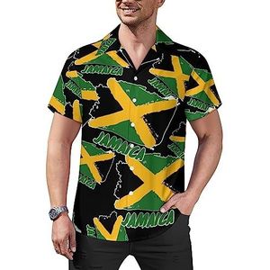 Jamaica vlag heren casual button-down shirts korte mouw Cubaanse kraag T-shirts tops Hawaiiaans T-shirt 4XL