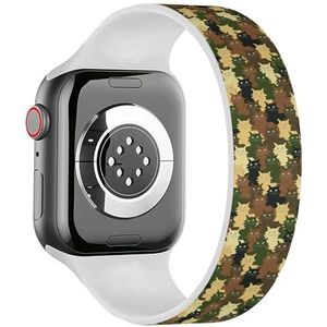 Solo Loop band compatibel met alle series Apple Watch 42/44/45/49mm (Funny Cats Camouflage) rekbare siliconen band band accessoire, Siliconen, Geen edelsteen