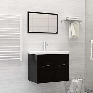 SMTSEC Meubelsets 2-delige badkamermeubelset hoogglans zwart ontworpen houten meubels