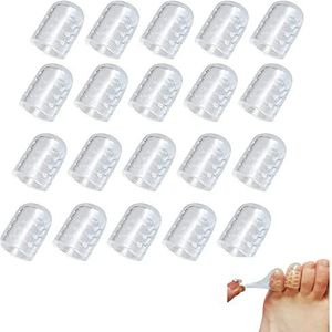 20 stuks siliconen anti-wrijving teenbeschermer, doorzichtige teen caps ademende teenbeschermer kleine teen cover mouwen, siliconen snijbare teen cover protector, teen mouwen voor voetpijn verlichting (grote duim)