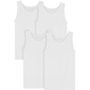 SES Set van 4 onderhemden voor jongens 92-182 in wit en gekleurd - katoen mouwloos onderhemd kinderen - blauw en grijs okselshirt, wit, 104