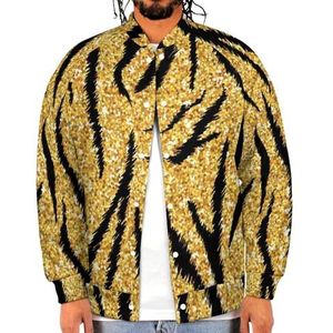 Gouden Tijgerhuid Grappige Mannen Baseball Jacket Gedrukt Jas Zacht Sweatshirt Voor Lente Herfst
