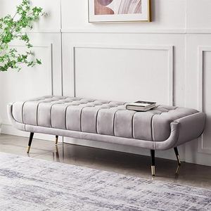 Luxe knoppen einde van bedbank, comfortabele fluwelen Ottomaanse bank met metalen poten, moderne slaapkamerbank inkombank gestoffeerde zitbank for woonkamer (Color : E, Size : 120x47x43cm)