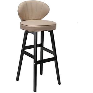 Barkrukken Keuken Barkrukken Bar Stoel Ontbijt Krukken Met Gevoerde PU Zitting Gebogen Rugleuning Zwarte Houten Benen Voor Teller Barstoel Bistrokruk (Color : B, Size : Seat height 68cm)