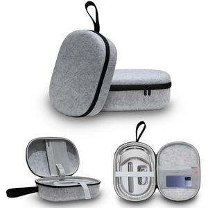 OKESYO Draagtas, compatibel met Apple Vision Pro, grote tas voor Apple Vision Pro-accessoires, met netvak, kabelband en brillenpoetsdoek, case voor reizen en opbergen, grijs, Eenvoudig en stijlvol