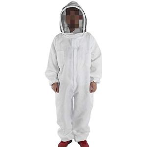 LTBEE Beekeeper Professionele Jumpsuit pak Bijenteelt Space Suit met Zelf Ondersteunende sluier voor Bee Keepers L Thin white（450g）