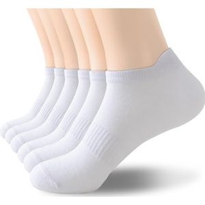 YIJIANUO 6Pairs Vrouwen Mannen Sokken Paar Student Katoen Nieuwe Plus Size Sport Oor Mesh Spot Running Effen Kleur Enkelsokken, Wit, XL(45-48)