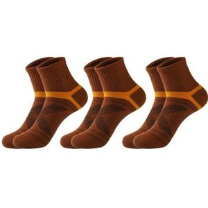YIJIANUO 3 Pairs Mannen Katoenen Sokken Zwart Sport Sokken Casual Zachte Running Zomer Absorberen Zweet Ademend Mannelijke Sok, 3 Bruin, SIZE 38-45