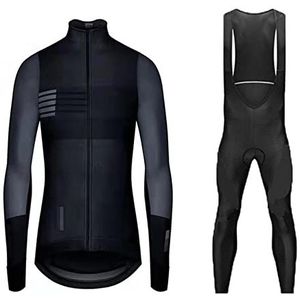 Winter fietsshirt van thermische fleece, MTB-fietskleding voor heren met warme 9D-gelbroek,Q,XL