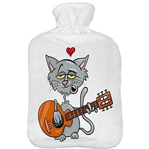 Warmwaterkruik met pullover overtrek 2 liter bedfles met mooie fleece print overtrek rubberen warmwaterkruik met deksel kat 2 [092]