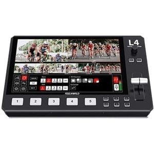 L4 5-kanaals videomixer-switcher met 10,1 inch touchscreen 4x 1xSDI-ingangen Chroma Key USB3.0 Live streaming Naadloze Schakeling
