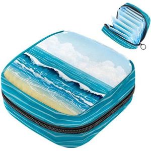 MUOOUM Blue Sea Waves Maandverband Opbergtas Menstruatie Pad Tas Draagbare Menstruatie Cup Pouch met Rits voor Tiener Meisjes Vrouwen Dames