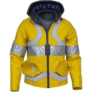 Aksah Fashion Edgerunners David Martinez Jas Geel | Heren Faux Lederen Jas | Anime kostuum, Unisex Maten, geel imitatieleer bikerjack, L