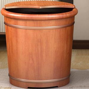 PA-DABAOO Houten Voetbadbad Met Deksel, Massief Houten Voetbad, Voetbad, Pedicure Bassin, Multifunctioneel Houten Bekken, Geschikt Voor Spa Massage Familie Hotel Voet Wassen,40cm