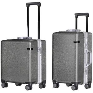 Koffer Rollende bagage Spinner Rits Aluminium Frame Trolley Dames Heren Cabine Kofferwielen (Color : Aluminum Frame silvery, Size : 20inch)